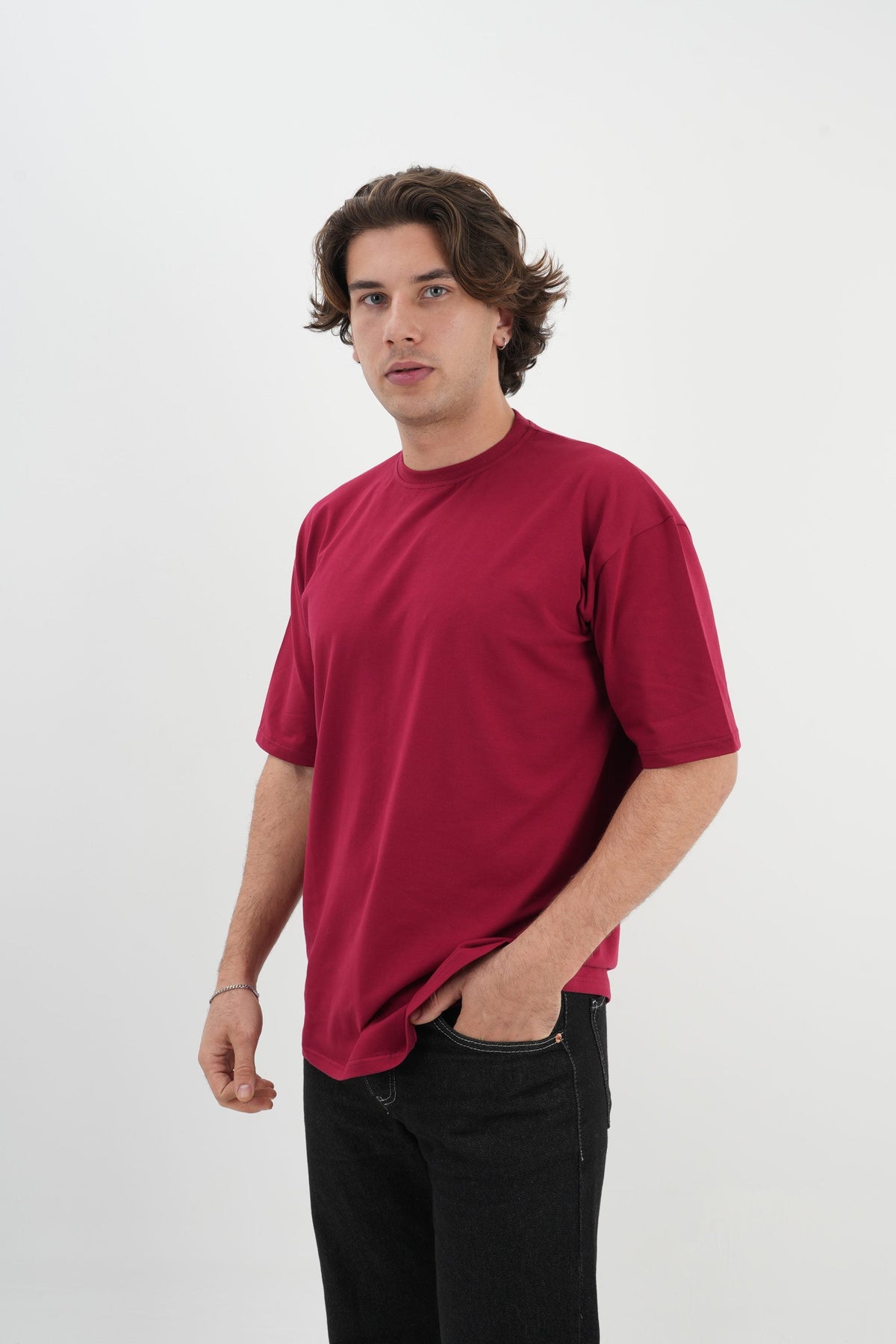 Los Turkos Crew Oversize Tişört - Bordo